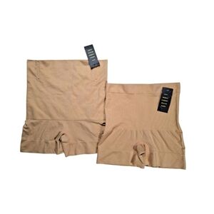 Lot 2 Hey Girl Bottom Sports Tummy Control Women's Shorts Seamless Beige Size L